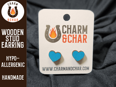 Heart Wood Stud Earrings - Valentine's Day Fashion Earring - Stud Earring - Charm and Char